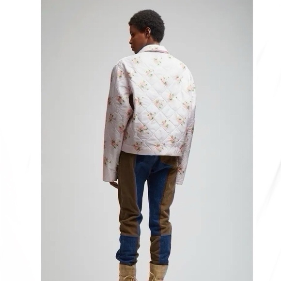 MAKE OFFER Rentrayage Melba Roses Floral Quilted Bomber Jacket - Picture 3 of 11